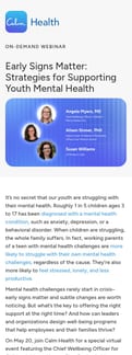Calm landing page mobile screenshot