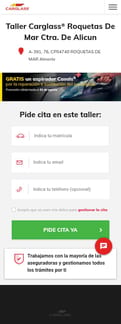 Carglass landing page mobile screenshot