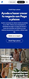 Paypal landing page mobile screenshot