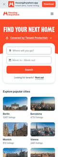 Housinganywhere landing page mobile screenshot