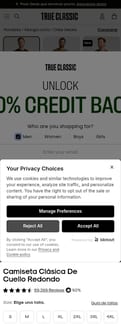 True Classic landing page mobile screenshot