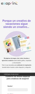 Exaprint landing page mobile screenshot