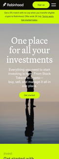 Robinhood landing page mobile screenshot