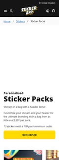 Stickerapp landing page mobile screenshot