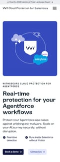 Cloud Protection for Salesforce landing page mobile screenshot