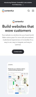 Contentful landing page mobile screenshot