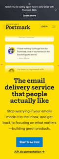 Postmarkapp landing page mobile screenshot