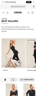 Gymshark landing page mobile screenshot