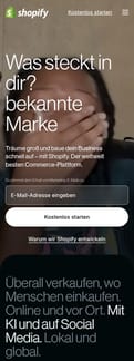 Shopify landing page mobile screenshot