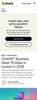 Shopify landing page mobile screenshot