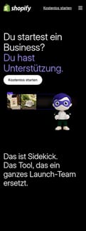 Shopify landing page mobile screenshot