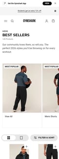 Gymshark landing page mobile screenshot