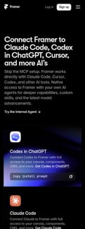 Framer landing page mobile screenshot