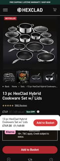HexClad landing page mobile screenshot