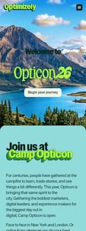 Optimizely landing page mobile screenshot