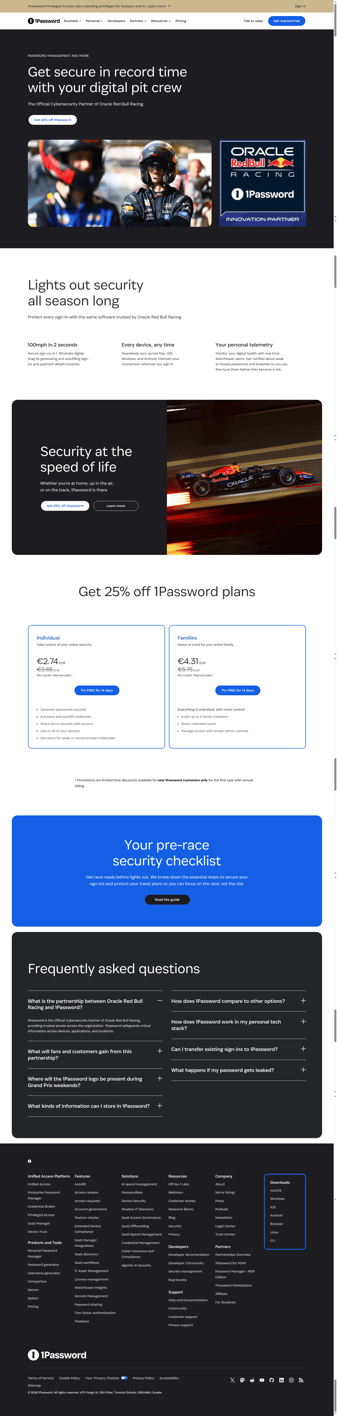 1Password landing page desktop screenshot