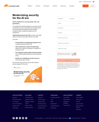 Cloudflare landing page desktop screenshot