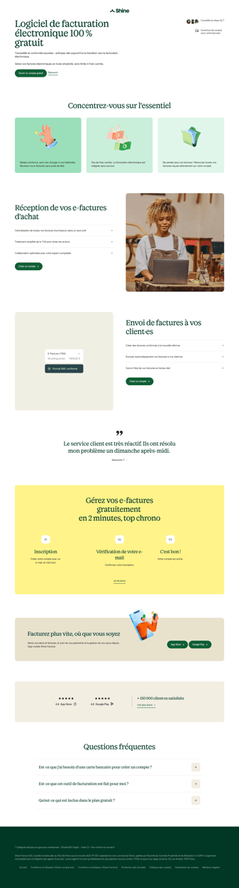 Shine landing page desktop screenshot