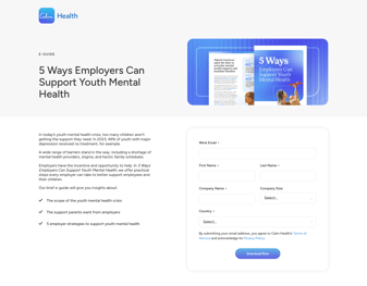 Calm landing page desktop screenshot