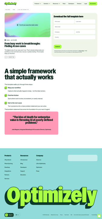 Optimizely landing page desktop screenshot