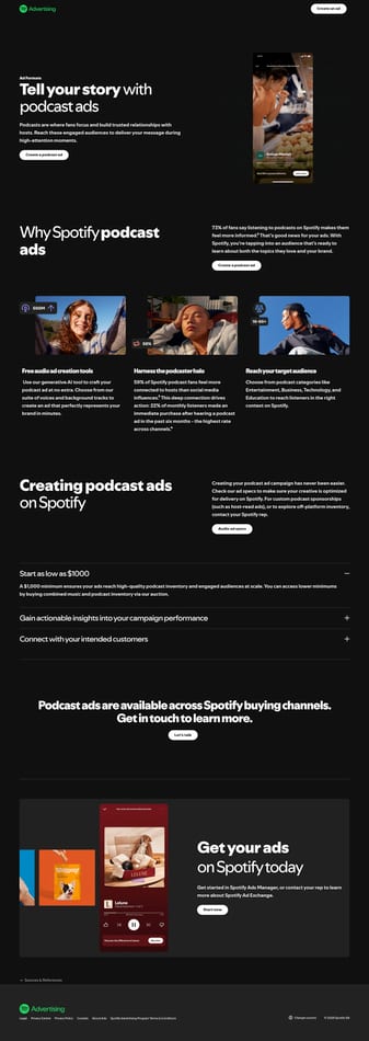 Spotify landing page desktop screenshot