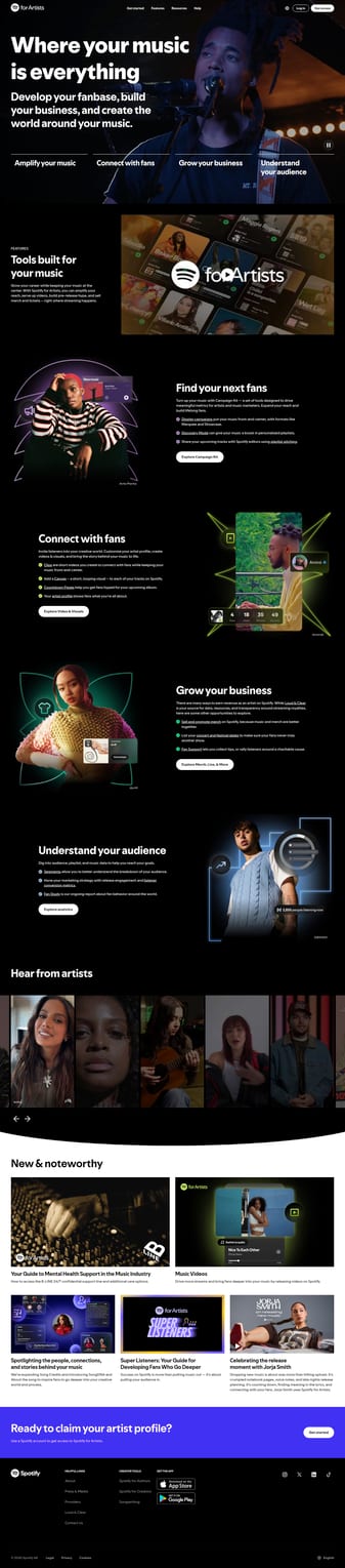 Spotify landing page desktop screenshot