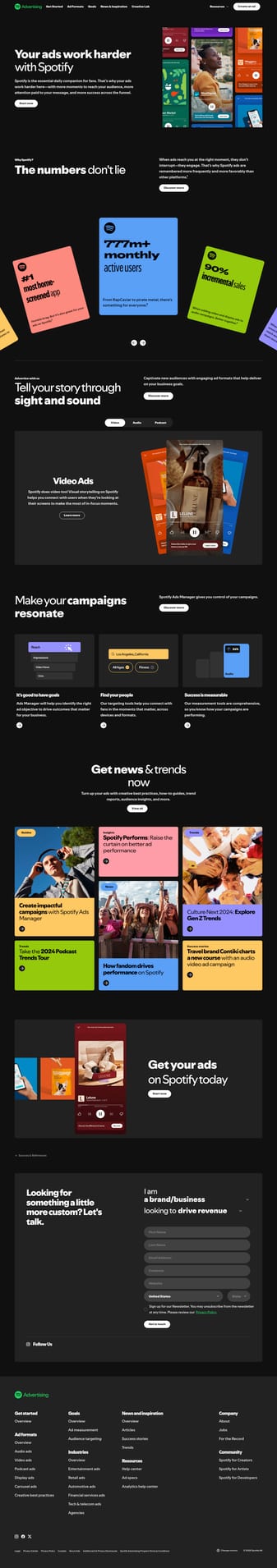 Spotify landing page desktop screenshot