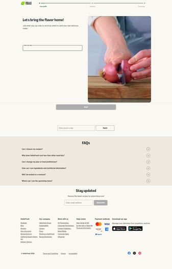 HelloFresh landing page desktop screenshot