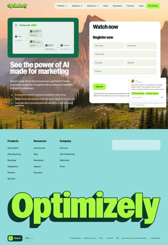 Optimizely landing page desktop screenshot