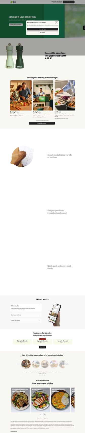 HelloFresh landing page desktop screenshot