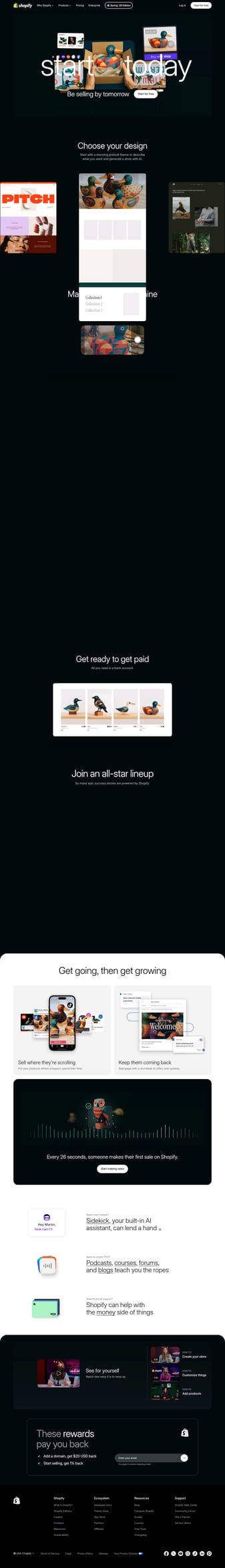Shopify landing page desktop screenshot