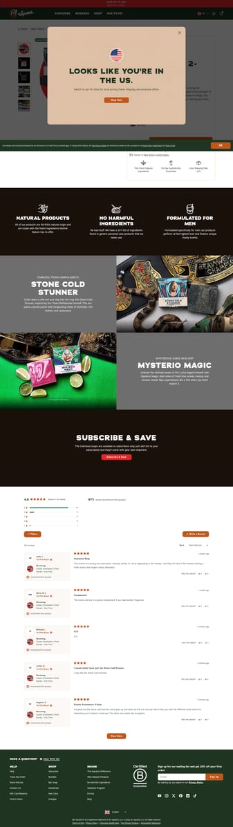 Dr. Squatch landing page desktop screenshot