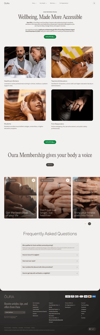 ŌURA landing page desktop screenshot