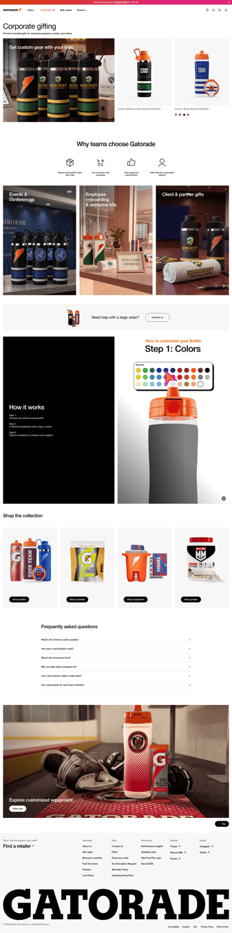 Gatorade landing page desktop screenshot