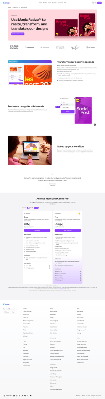 Canva landing page desktop screenshot