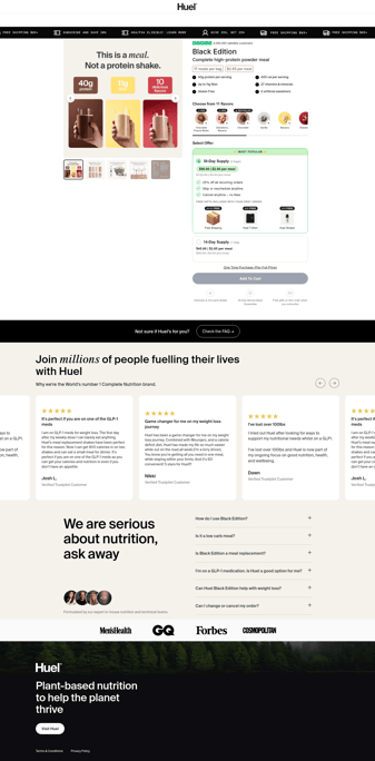 Huel landing page desktop screenshot