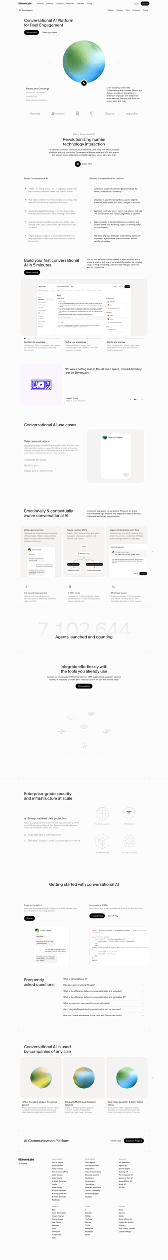 Elevenlabs landing page desktop screenshot