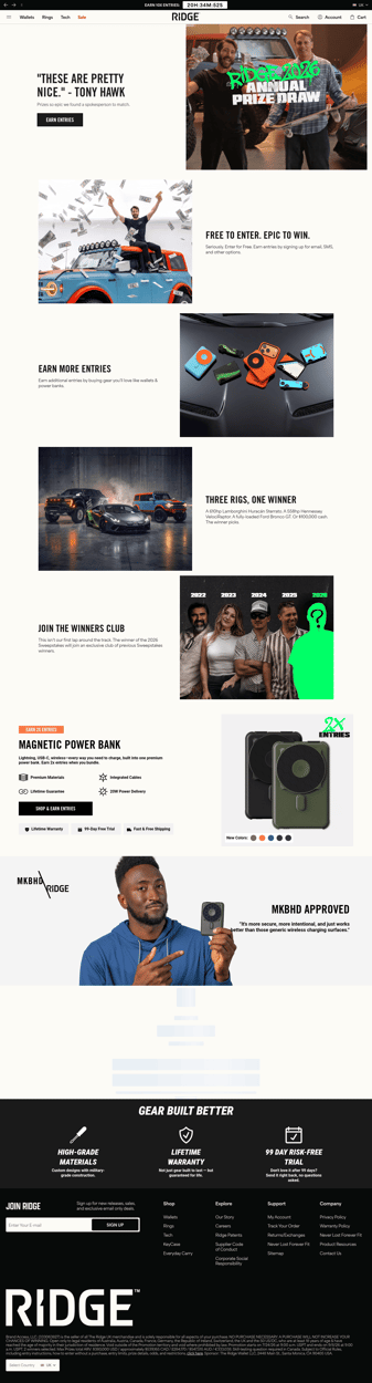 Ridge landing page desktop screenshot
