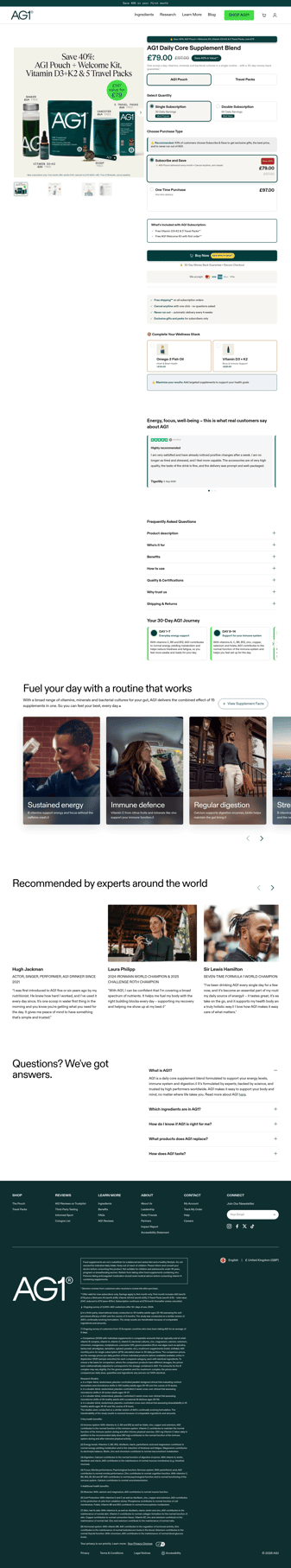 AG1 by Athletic Greens landing page desktop screenshot