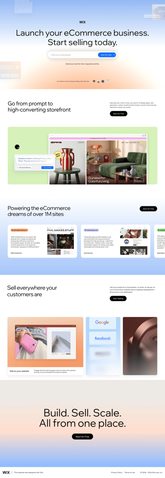 Wix landing page desktop screenshot