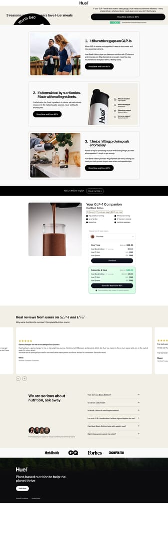 Huel landing page desktop screenshot