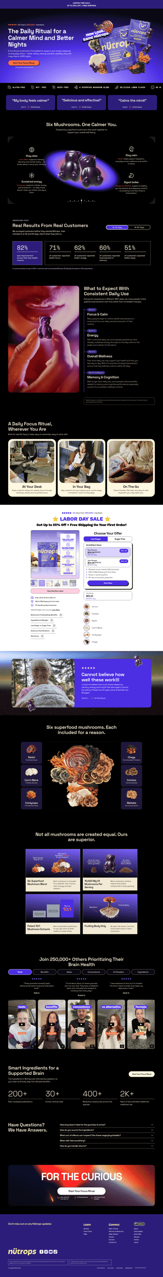 Nütrops landing page desktop screenshot