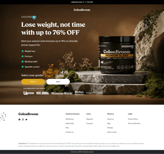 ColonBroom landing page desktop screenshot