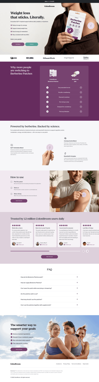 ColonBroom landing page desktop screenshot