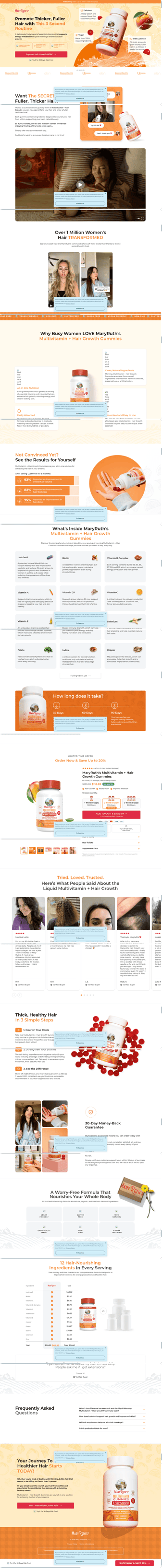MaryRuth's landing page desktop screenshot