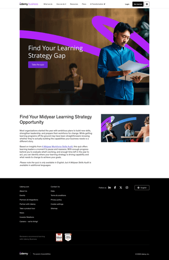 Udemy landing page desktop screenshot