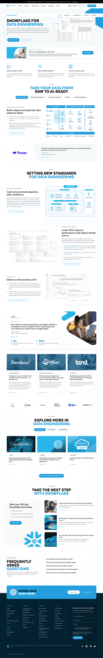 Snowflake landing page desktop screenshot