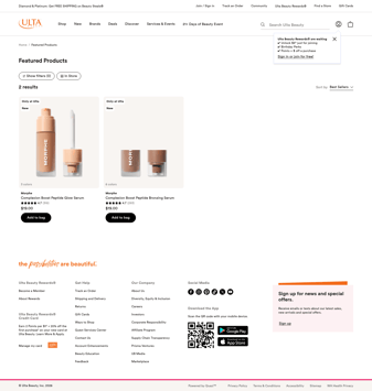 Ulta Beauty landing page desktop screenshot