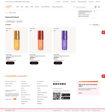 Ulta Beauty landing page desktop screenshot