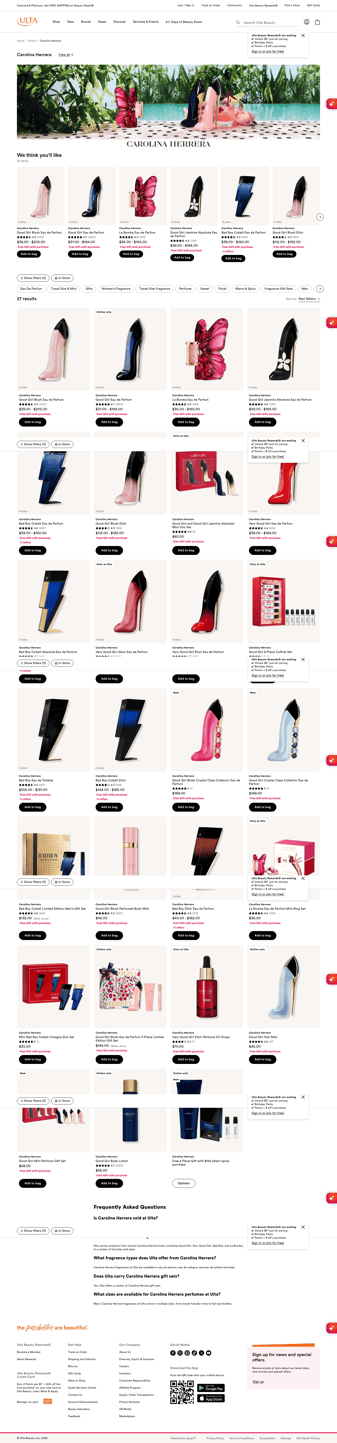Ulta Beauty landing page desktop screenshot